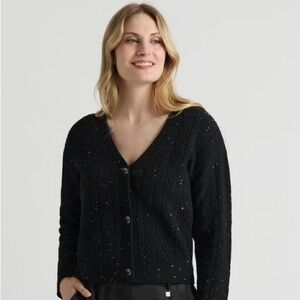 Gold sequin tank and cardigan set